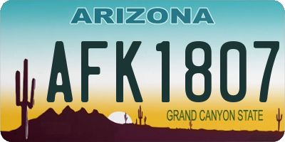 AZ license plate AFK1807