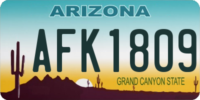 AZ license plate AFK1809