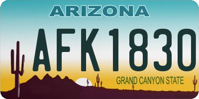 AZ license plate AFK1830