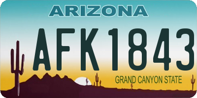 AZ license plate AFK1843