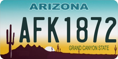 AZ license plate AFK1872