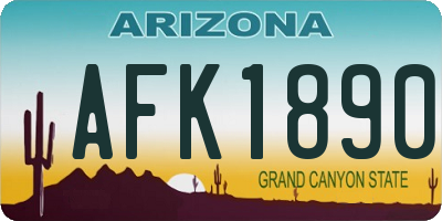 AZ license plate AFK1890