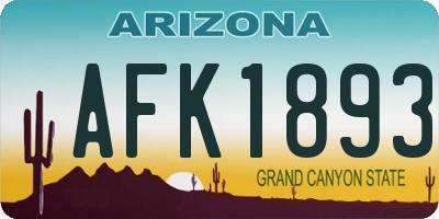 AZ license plate AFK1893