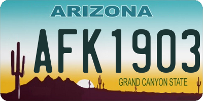 AZ license plate AFK1903