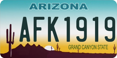 AZ license plate AFK1919