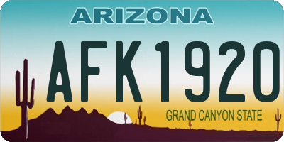 AZ license plate AFK1920