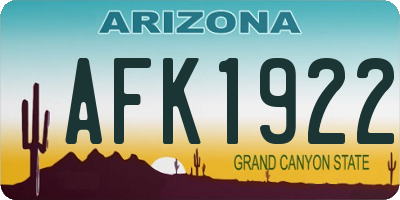 AZ license plate AFK1922