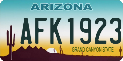 AZ license plate AFK1923
