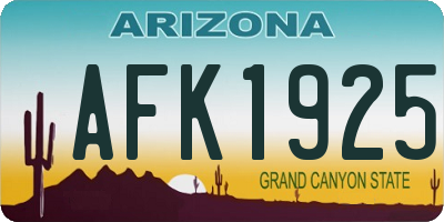 AZ license plate AFK1925