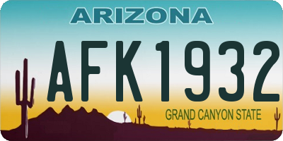 AZ license plate AFK1932