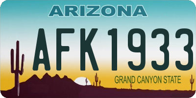 AZ license plate AFK1933