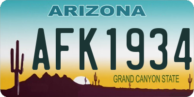 AZ license plate AFK1934