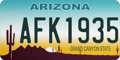 AZ license plate AFK1935
