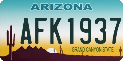 AZ license plate AFK1937