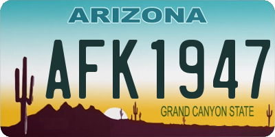AZ license plate AFK1947