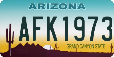 AZ license plate AFK1973