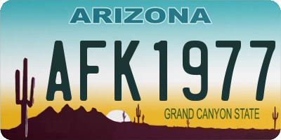 AZ license plate AFK1977