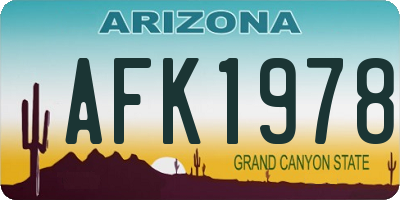 AZ license plate AFK1978