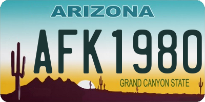 AZ license plate AFK1980