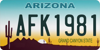 AZ license plate AFK1981
