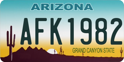 AZ license plate AFK1982