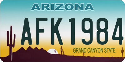 AZ license plate AFK1984