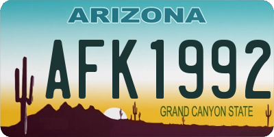 AZ license plate AFK1992