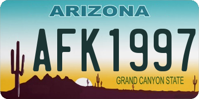 AZ license plate AFK1997