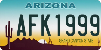 AZ license plate AFK1999