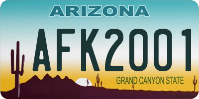 AZ license plate AFK2001