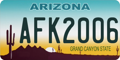 AZ license plate AFK2006