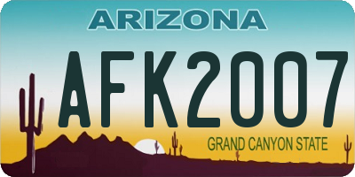 AZ license plate AFK2007