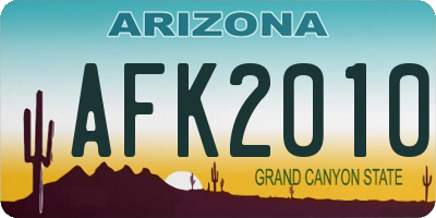 AZ license plate AFK2010