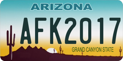 AZ license plate AFK2017