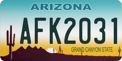 AZ license plate AFK2031