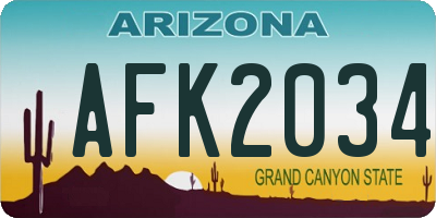 AZ license plate AFK2034