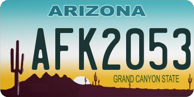AZ license plate AFK2053
