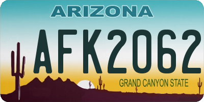 AZ license plate AFK2062