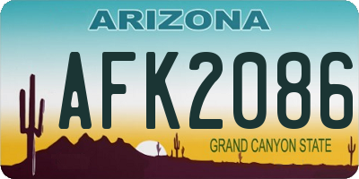 AZ license plate AFK2086