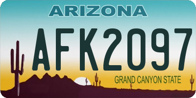 AZ license plate AFK2097