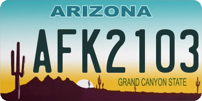 AZ license plate AFK2103