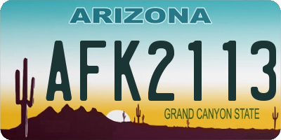AZ license plate AFK2113