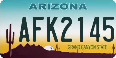 AZ license plate AFK2145