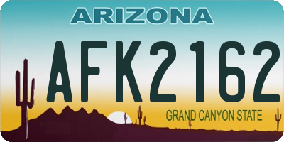 AZ license plate AFK2162