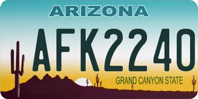 AZ license plate AFK2240