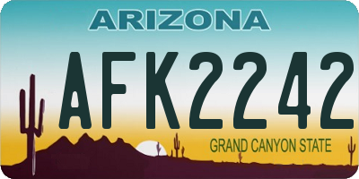 AZ license plate AFK2242
