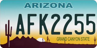 AZ license plate AFK2255