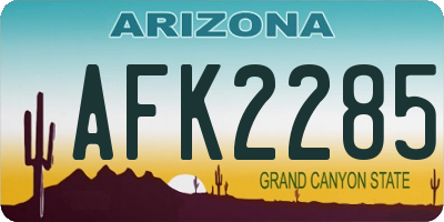AZ license plate AFK2285