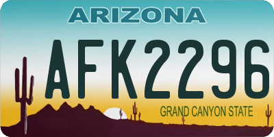AZ license plate AFK2296