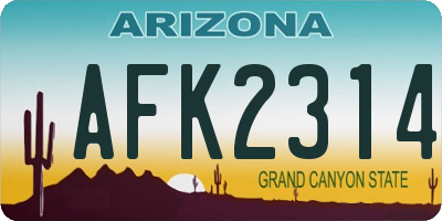 AZ license plate AFK2314